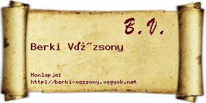 Berki Vázsony névjegykártya